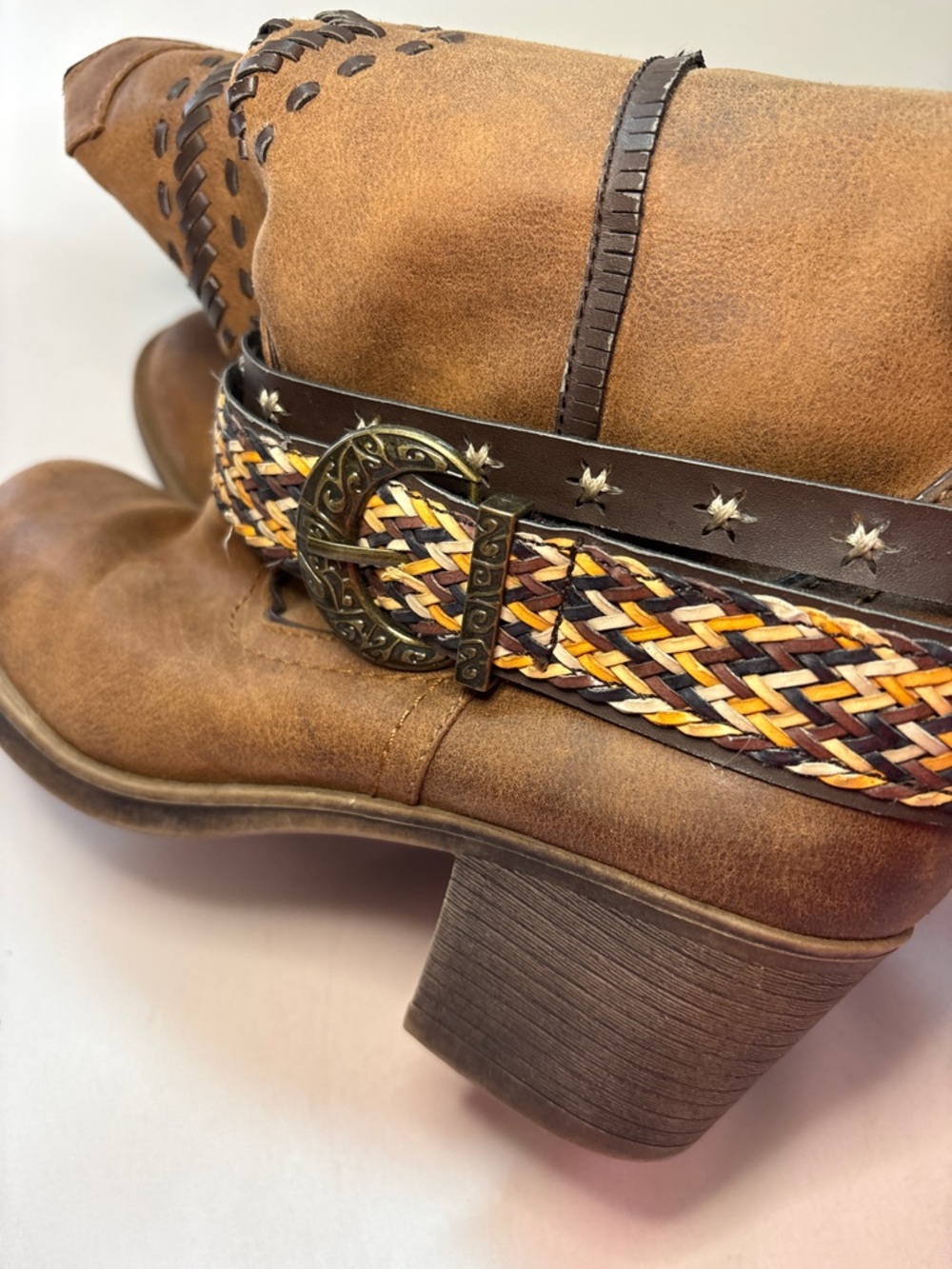 Sugar Sierra Women's Brown Western Boots with Braided Strap Size 9 - Picture 5 of 8